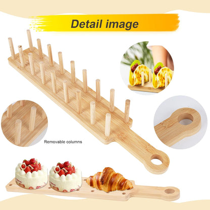 YeeBeny Wood Taco Holder, Bamboo Taco Holders, Each Holds 8 Tacos Each Taco Tray, Taco Holder with Taco Rack for Tortillas Burritos Charcuterie(2 Set)