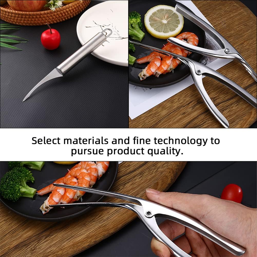 4 PCS Shrimp Deveining Tool, Stainless Steel Shrimp Deveiner Shrimp Peeler Kitchen Tool, Shrimp Thread Knife Peeling Set for Shrimp Prawn Shell Cleaning And Peeling
