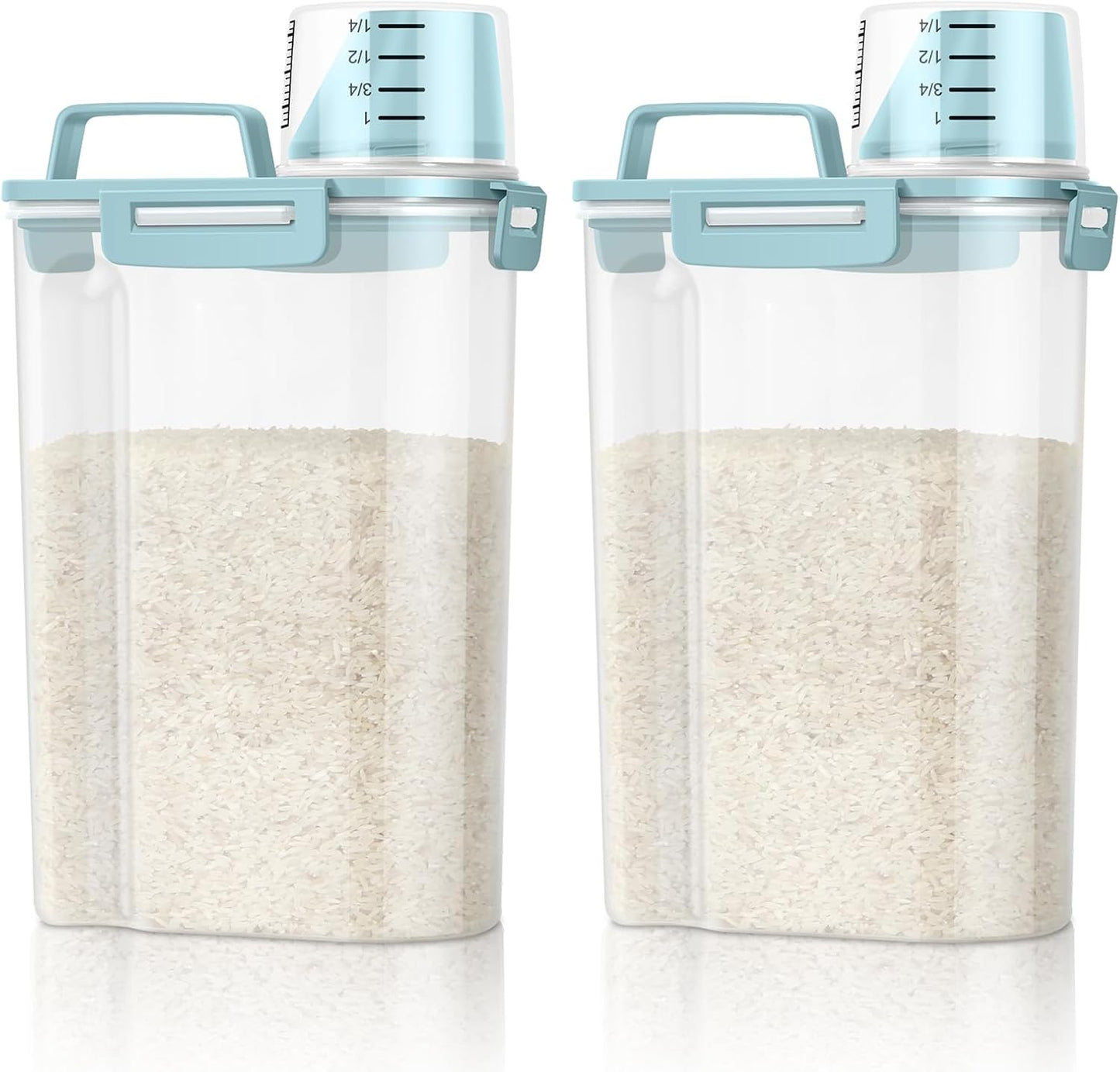 TBMax 2 Pack Airtight Rice Container 5 Lbs +10 Lbs, Cereal Container Oatmeal Storage with Easy-pouring Spout & Handy Cup for Flour Grain Beans, Pet Dog Cat Bird Food Storage Dispenser -Pink