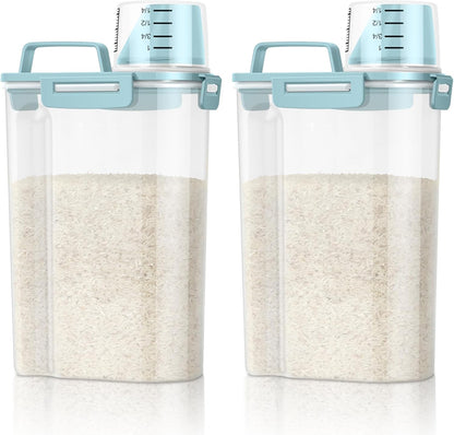 TBMax 2 Pack Airtight Rice Container 5 Lbs +10 Lbs, Cereal Container Oatmeal Storage with Easy-pouring Spout & Handy Cup for Flour Grain Beans, Pet Dog Cat Bird Food Storage Dispenser -Pink