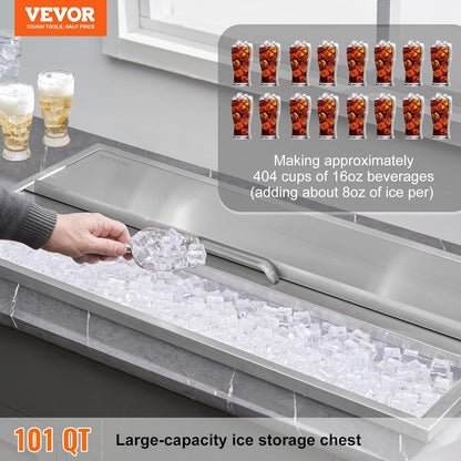 Happybuy Drop in Ice Chest 18L x 12W x 14.5H Inch Stainless Steel Ice Cooler with Sliding Cover Drop in Ice Bin Included Drain-Pipe and Drain Plug for Cold Wine Beer