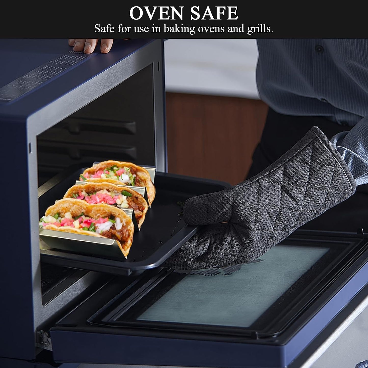 3 Pack Taco Stands, Stainless Steel Taco Holders for 3 Tacos, Taco Plates with Dividers, Fits Oven and Dishwasher