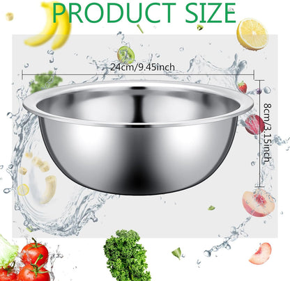 Pinkunn 12 Pcs Stainless Steel Mixing Bowls, Nesting Metal Salad Prep Bowls Bulk Reusable Baking Food Container Large Medium Small for Kitchen Hotel Restaurant Cooking, Silver (8.66 x 3 Inch)