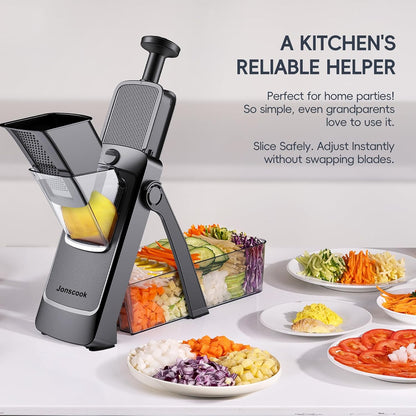 7-in-1 Safe Mandoline Slicer for Kitchen, Vegetable Slicer with Container
