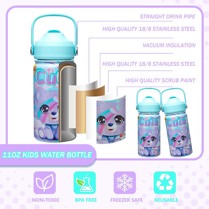 Kids Bento Lunch Box with 6 Compartments Girls Lunch Box with Lunch Bag,Stainless Steel Water Bottle,Ice Pack & Utensils Set,Birthday Gifts for Ages 3-12 Back to School Toddler Girls
