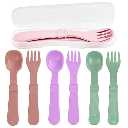 Re-Play Toddler Forks and Spoons Set - 4x4 Utensils Set for Kids - Dishwasher and Microwave Safe - Made in USA - Set of 8-5.8" x 1.2" x 0.2" - Princess