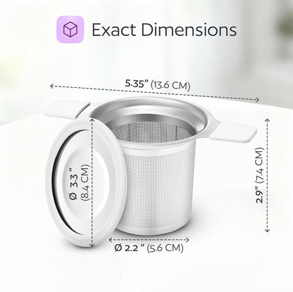 Stainless Steel Tea Infuser for Loose Leaf Tea – Extra Fine Mesh Strainer with Heat Proof Double Handles & Lid, Reusable Filter Fits Mugs, Cups & Teapots, Black