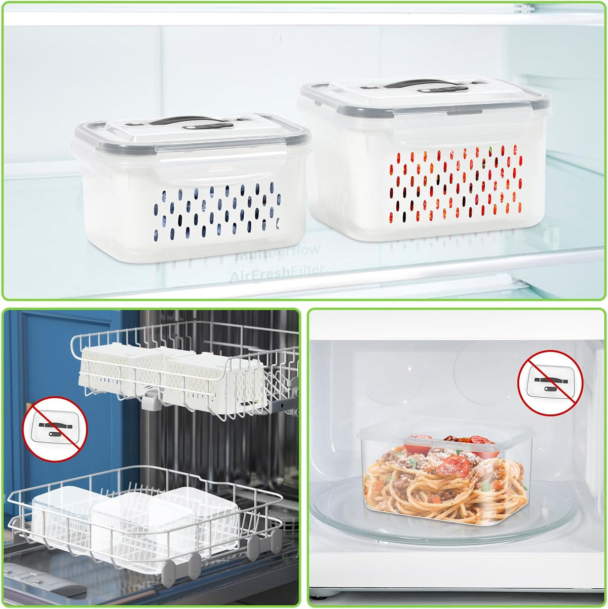 12 Pieces Fruit Storage Containers For Fridge with Removable Colanders
