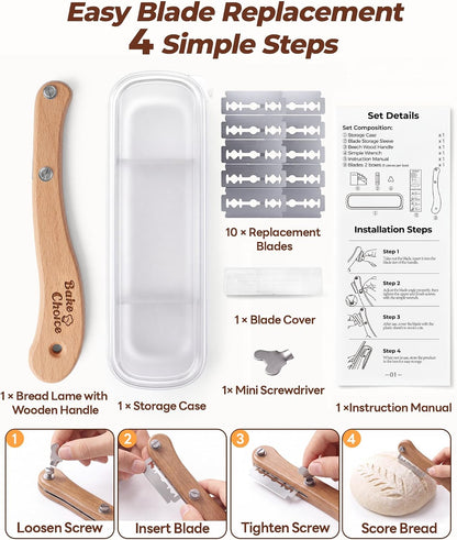Bake Choice Bread Lame, Sourdough Scoring Tool with Ergonomic Wooden Handle
