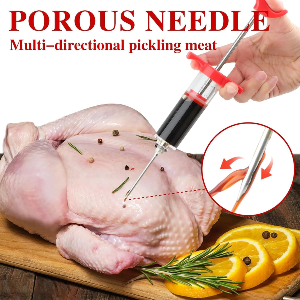 Meat Injector Syringe, 1-oz Plastic Marinade Turkey Injector Kit