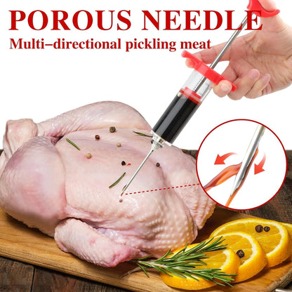 Meat Injector Syringe, 1-oz Plastic Marinade Turkey Injector Kit