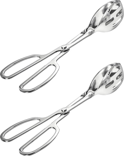 Kitchen Tongs for Cooking for Buffet Party Catering - Stainless Steel Salad Tongs for Food Bread Cake Bake Dessert, 10-Inch Serving Tongs for Grill, Steak, Barbecue, Scissor Design (1 Pack)
