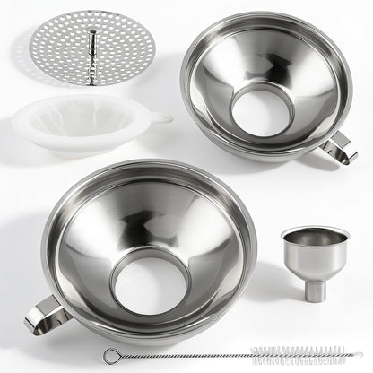 Stainless Steel Canning Funnels for Filling Mason Jars, Wide Mouth Funnels for Kitchen Use, Kitchen Gadgets Canning Supplies Kit - 5 Pack