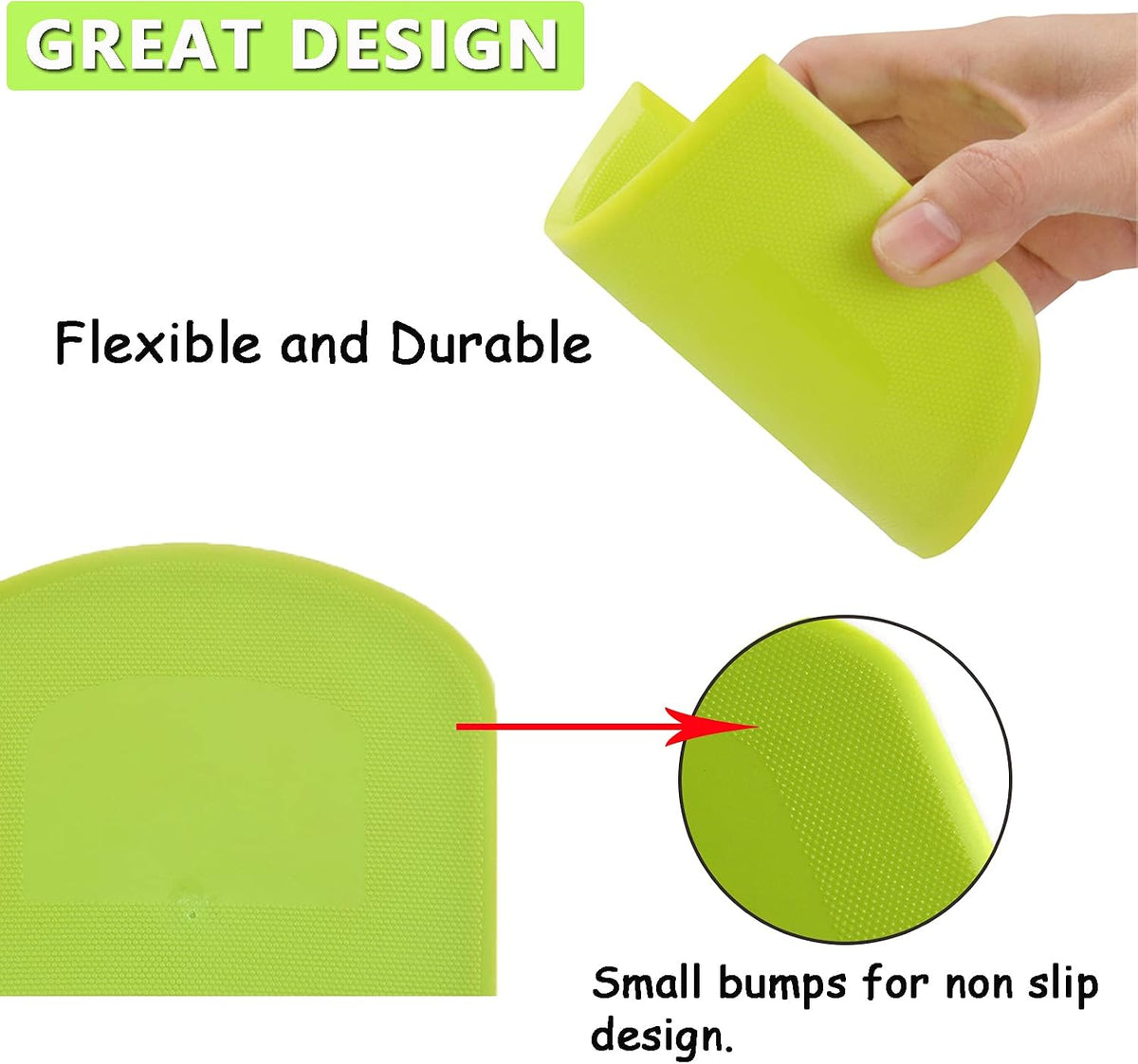 WAFJAMF 2 Pack Plastic Dough Bowl Scraper Food Grade Flexible Bench Cutter