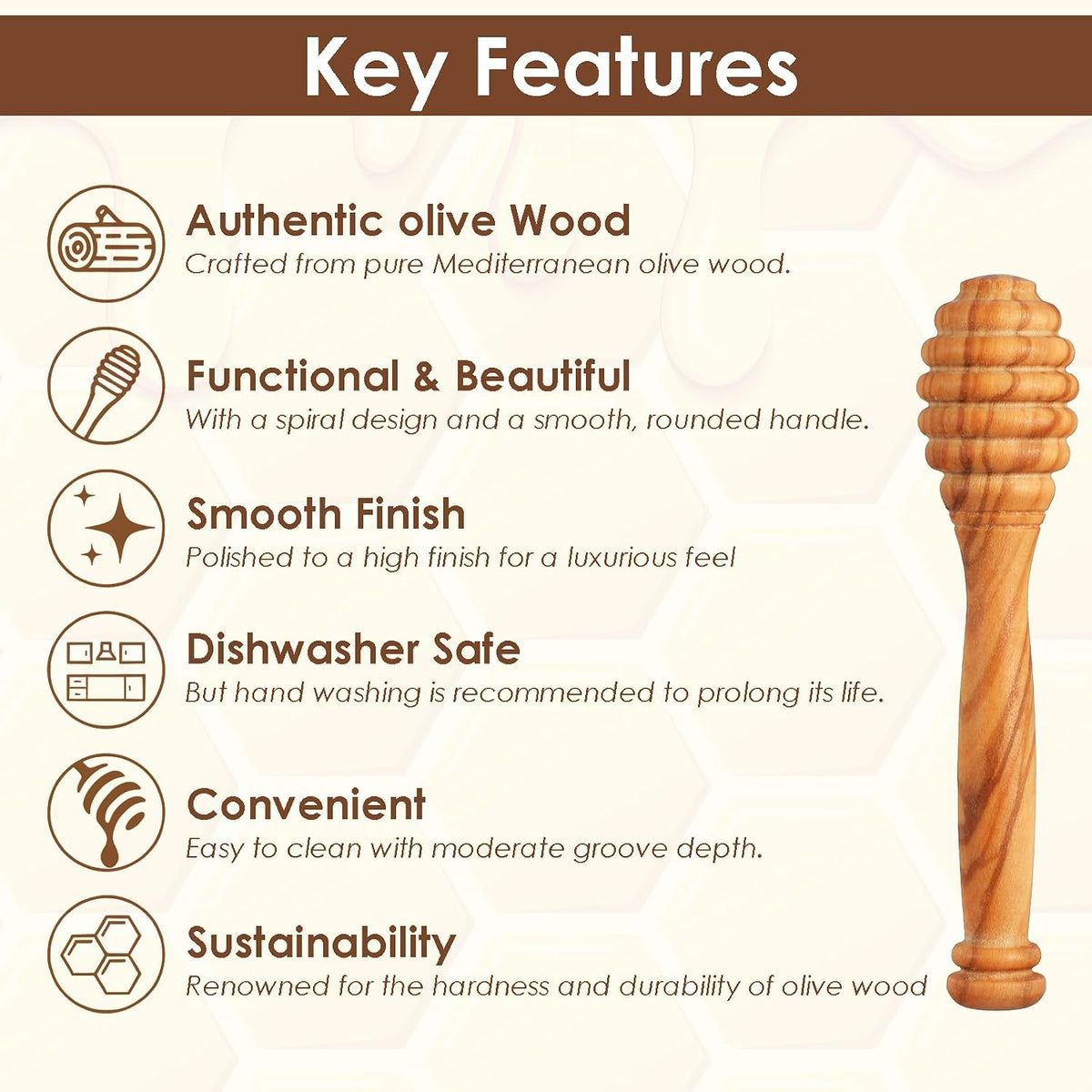 Ymapinc 3.94 Inch Mini Honey Dipper Stick, Olive Wooden Honey Spoon, Wooden Dipper for Tea/Jars, Durable Premium Kitchen Accessories