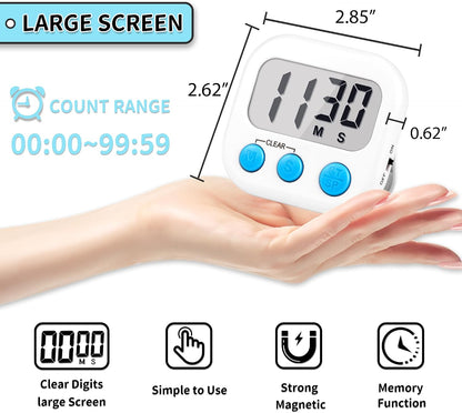 Timer for Kids Digital Kitchen Timers for Cooking- White Pink