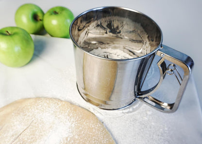 RSVP International Endurance® Stainless Steel Vintage One-Hand Sifter, 1 Cup | Top Cakes, Sift Flour, Marinade BBQ & More | Dishwasher Safe | Powder Sugar, Sift Flour, Spread Toppings & More