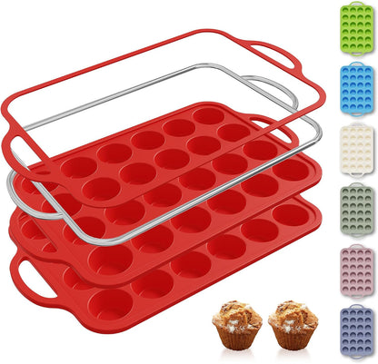 2 Packs 12 Cups Silicone Muffin Pan for Baking with Metal Reinforced Frame Regular Size Cupcake Pan Tray Egg Bites Silicone Cookie Molds Muffin Tin Tart Pans Sheet Set for Oven Dishwasher Safe