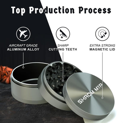 Spice Grinder, Aluminum Large 3" Kitchen Grinder (Grey)