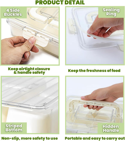 Divided Serving Tray with Lid and Handle, Snackle Box Container Portable Snack Platters with 7 Compartments & Forks, Ice Chilled Organizer for Fruits, Veggies, Salad, Perfect for Entertaining,Picnic