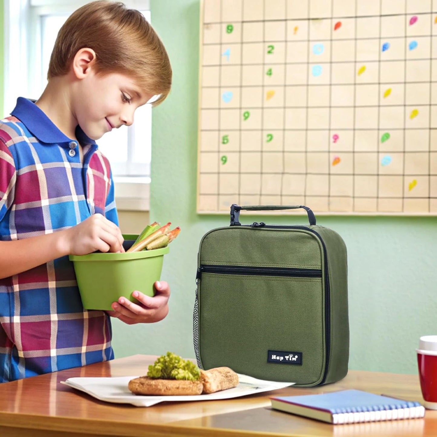 Hap Tim Kids Lunch Box for Girls Boys, Reusable Lunch Bag for Kids, Spacious Lunchbox, Insulated Lunchbag, Purple Unicorn(18654-PP)