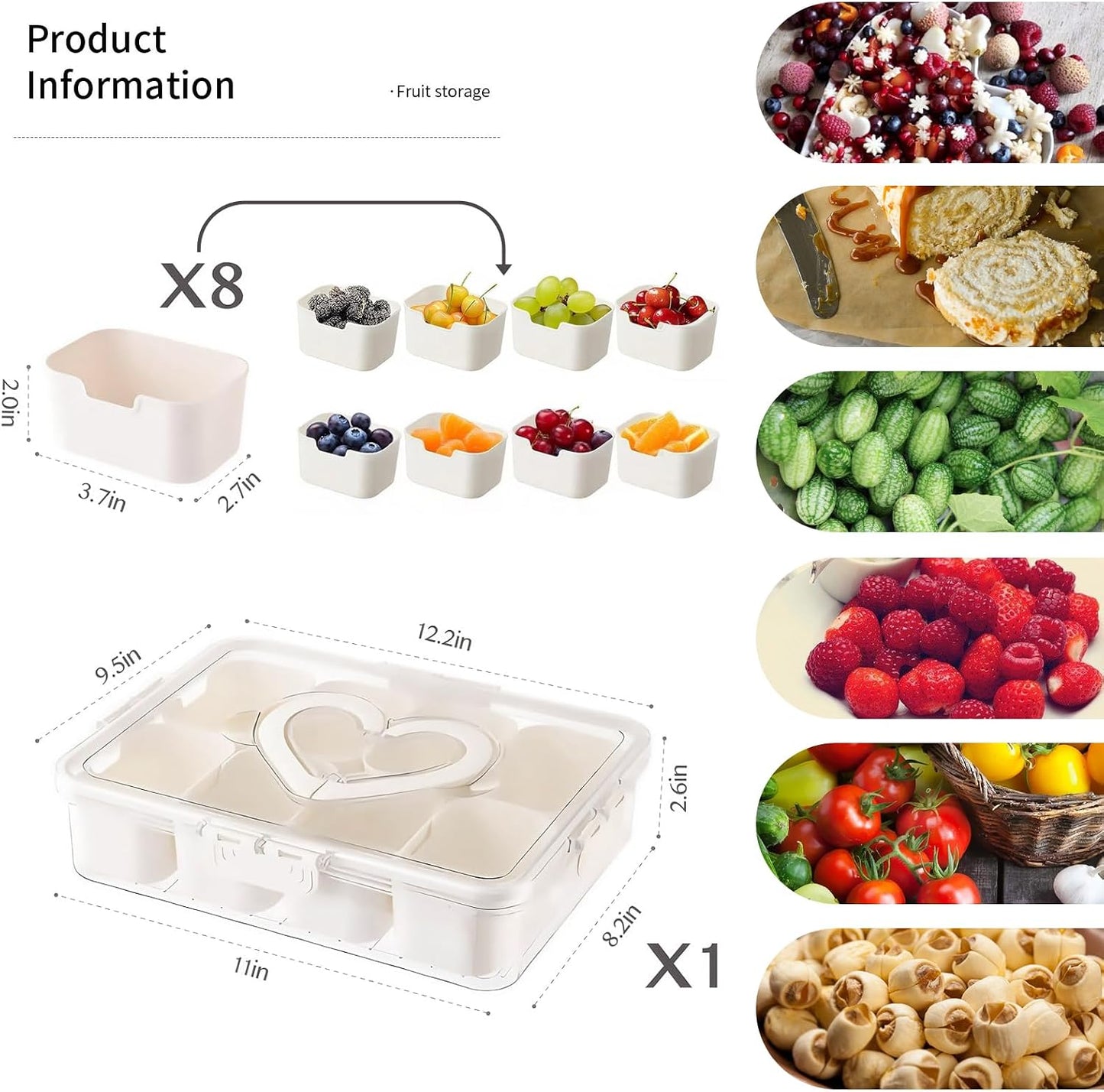 6-Compartment Snackle Snack Bowl with Lid-Microwave & Dishwasher Safe Divided Serving Bowl for Fruit,Veggies & Snacks-Portable Snack Organizer for Picnics,Road Trips & Parties (1 pcs 6 Compartment)