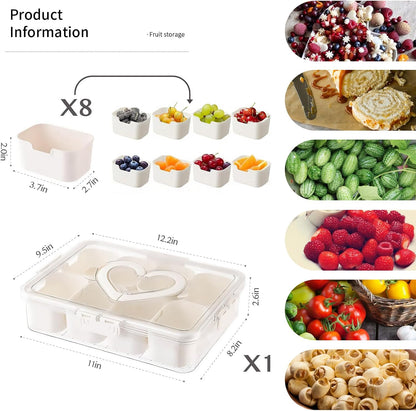 6-Compartment Snackle Snack Bowl with Lid-Microwave & Dishwasher Safe Divided Serving Bowl for Fruit,Veggies & Snacks-Portable Snack Organizer for Picnics,Road Trips & Parties (1 pcs 6 Compartment)