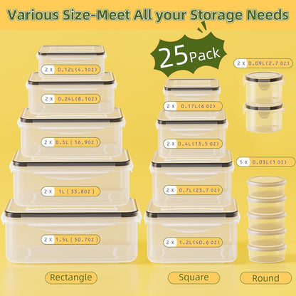 JSCARES 40 PCS Food Storage Containers with Lids Airtight (20 Lids &20 Containers) - Leakproof Meal-Prep Containers for Kitchen Storage Reusable Plastic Microwave/Dishwasher Safe with Labels & Pen
