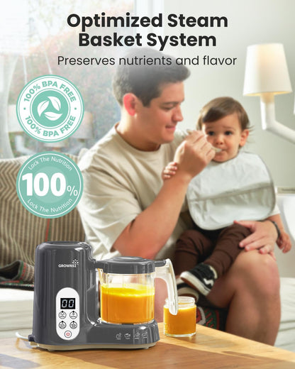 Grownsy Baby Food Maker, Steamer & Blender Baby Food Processor, White