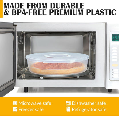 2 Pack Pie Carrier with Airtight Lid - BPA Free Pie Storage Container with Cover - Transport Keeper for Most Bakery - Plastic Pie Dish Holder
