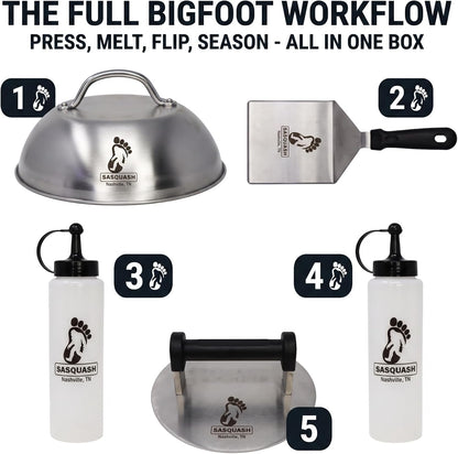 Sasquash Bigfoot Burger Smasher - Huge 8 Inch 3+ Pound Smash Burger Press