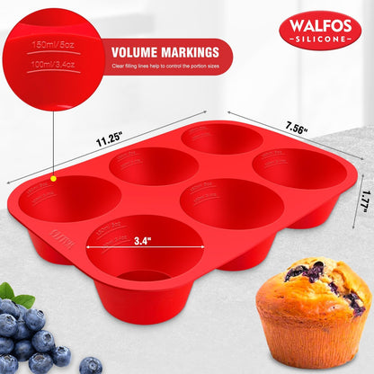 Walfos Silicone Muffin Pan - 12 Cups Regular Silicone Cupcake Pan, Non-stick Great for Making Muffin Cakes, Tart, Bread - BPA Free and Dishwasher Safe