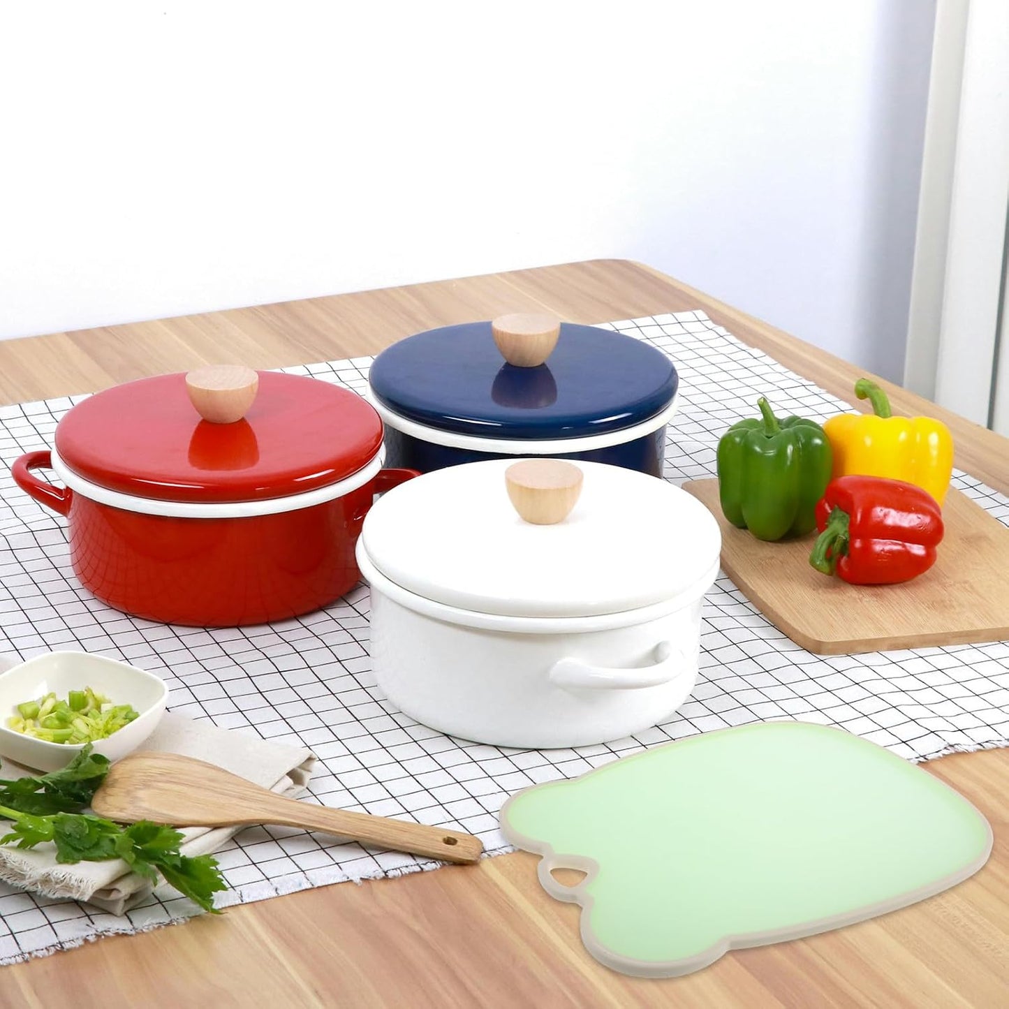 Hemobllo Large Food Prep Cutting Board Fruit Vegetable Chopping Board Non-slip Kitchen Mat Jelly Green for Home Use