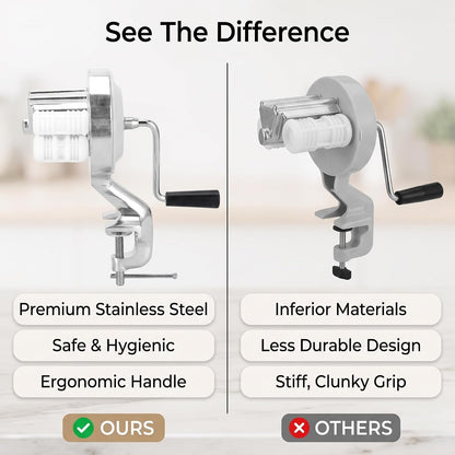 Manual Macaroni Maker, Pasta Maker Machine Pasta Maker Stainless Steel Hand Cranking Noodles Pressing Machine Kitchen Supply