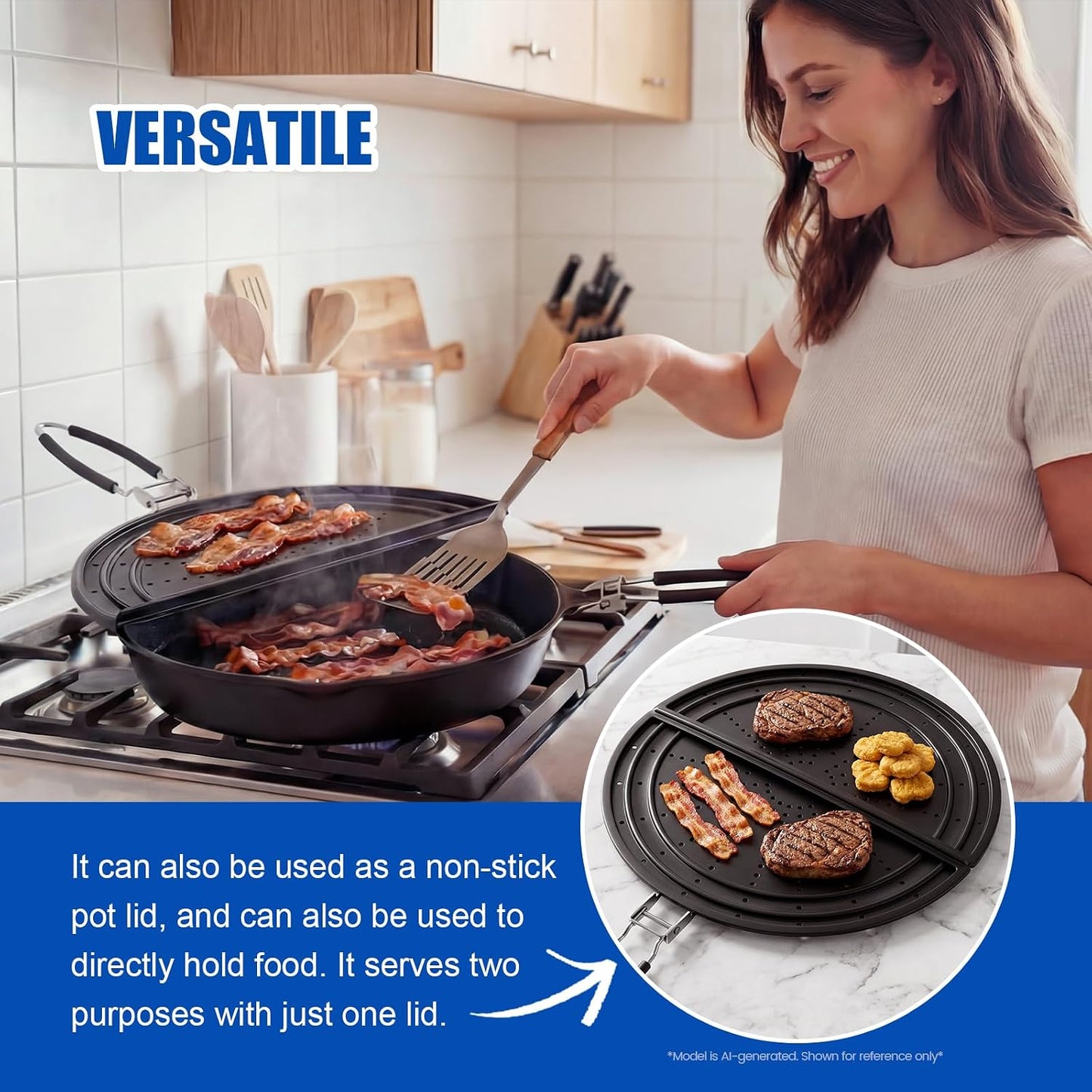 Snowyee Foldable Splatter Screen for Frying Pan, Silicone Grease Splatter Guard Include 3 Different Size 13/11.42/9.84 inch or 33/29 / 25 cm for Kitchen Cooking Pan Cover (13 inch/Black)