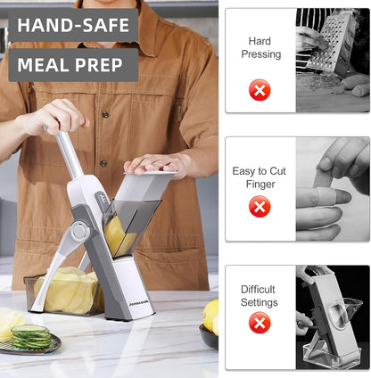 7-in-1 Safe Mandoline Slicer for Kitchen, Vegetable Slicer with Container
