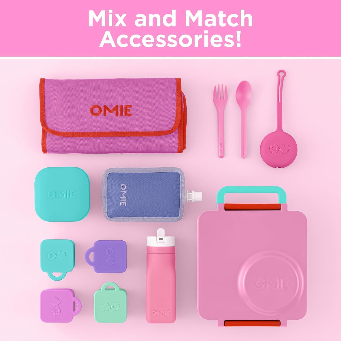 OmieBox Bento Box for Kids - Insulated Bento Lunch Box with Leak Proof Vacuum Insulated Food Jar - 3 Compartments, Two Temperature Zones (Blue Sky)