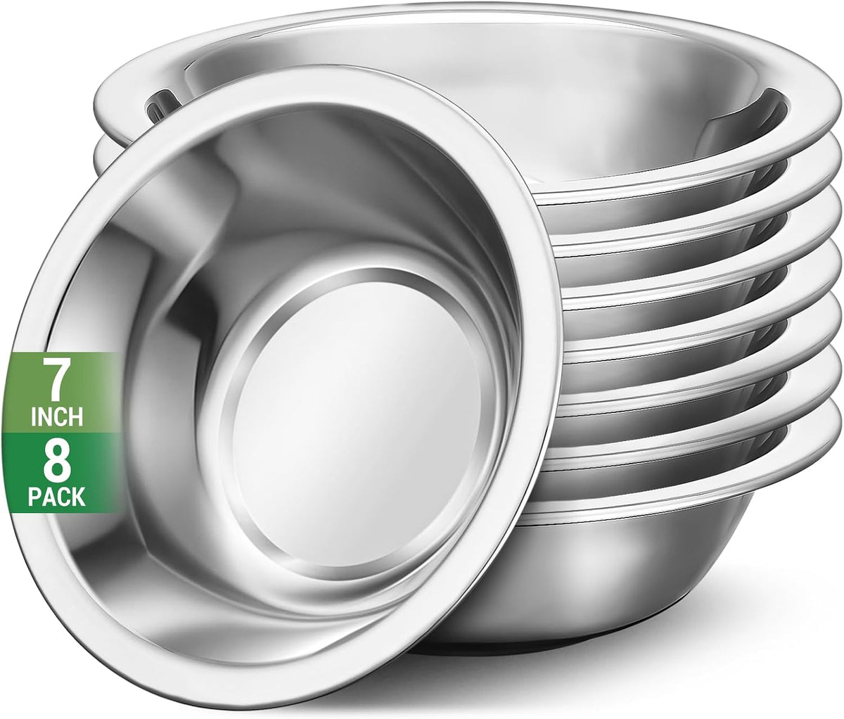 304(18/8) Stainless Steel Mixing Bowls for Kitchen, 6.3" 13.67 fl.oz Metal Mixing Bowls Set Stackable for Baking Serving Cooking Food Prep Storage Dishwasher Safe Lightweight