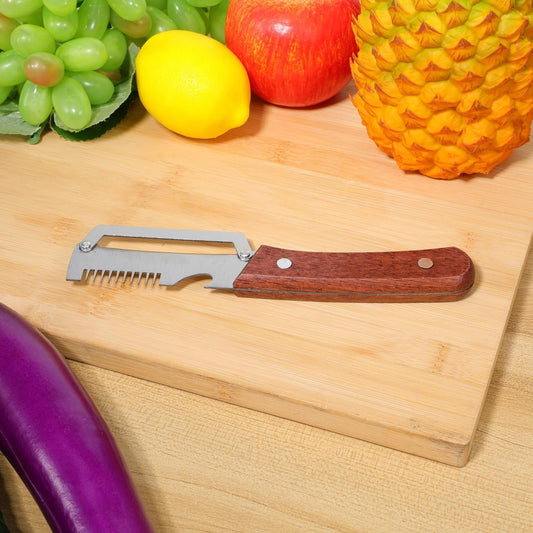 2pcs Vegetable Peeler Set - 2-in-1 Fruit and Potato Peeler with Bottle Opener, Stainless Steel Blade and Wooden Handle, for Food Prep - 7.48X1.50X0.67