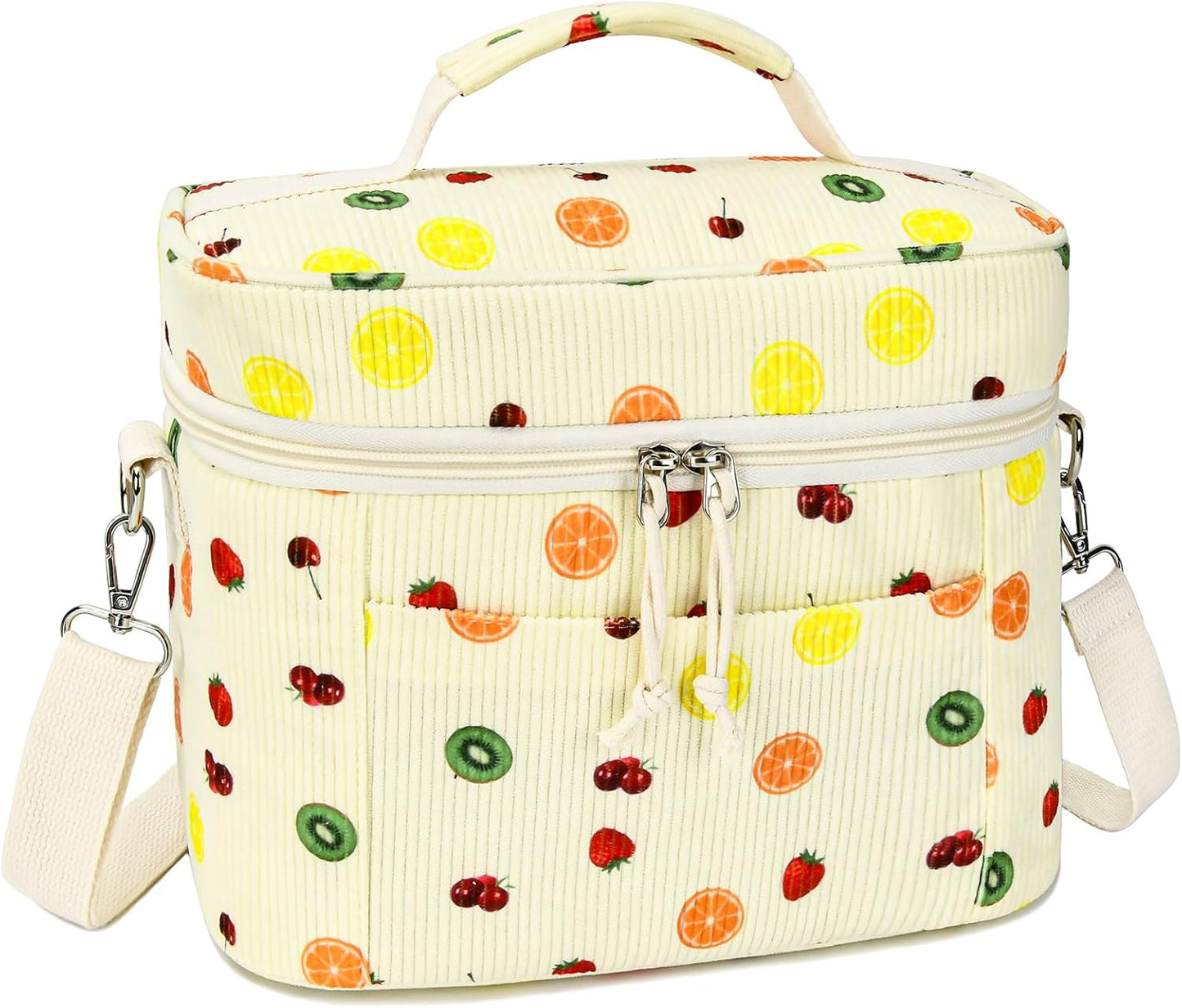 HowFly Lunch Bag Women Lunch Box for Women Cute Corduroy Insulated Lunch Bag Adult Large Cooler Lunch Tote Bags for Work Picnic Beach, Blue