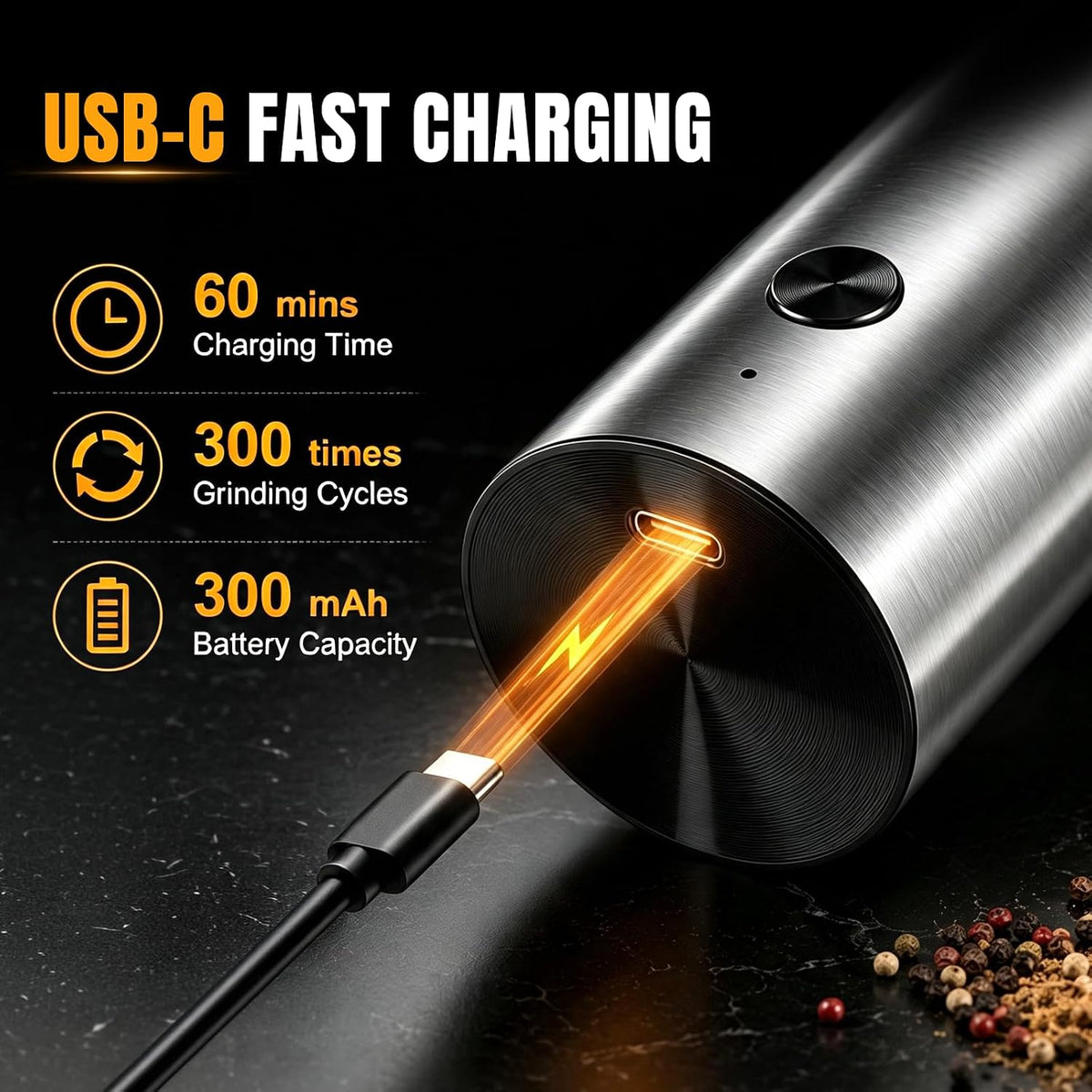 Rechargeable Electric Salt and Pepper Grinder Set 2 Pack, Kitchen Gadgets