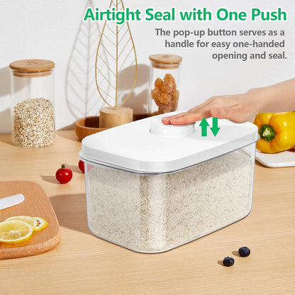 TBMAXS Versatile Storage Container Bin with Pop-up Lid & Scoop, Rice Flour Container Dog Cat Food Storage Container, Laundry Room Organization Household Essentials Kitchen Pantry Organizers