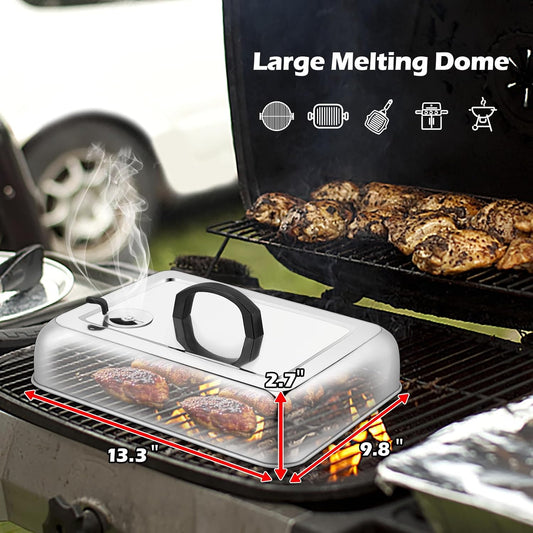 HaSteeL Rectangular Basting Cover, Stainless Steel Cheese Melting Dome Steaming Cover Lid, Heavy Duty Griddle Grill Accessories for Flat Top Teppanyaki BBQ Kitchen Indoor & Outdoor, Dishwasher Safe