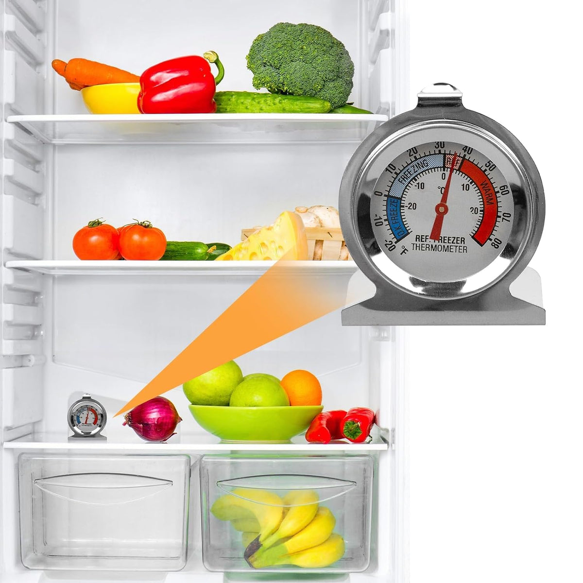4 Pack Refrigerator Freezer Thermometer, Classic Series Large Dial Analog Thermometer for Fridge Freezer Cooler