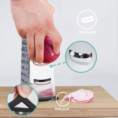 Kaishun Mini Cheese Grater,4-Sided Box Grater for Cheese, Vegetable & Fruit
