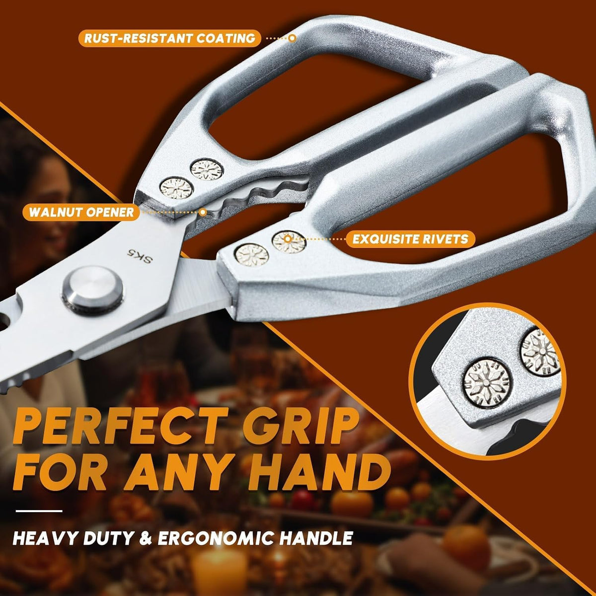 Huusk Kitchen Scissors for Food - Heavy Duty Kitchen Shears All Purpose