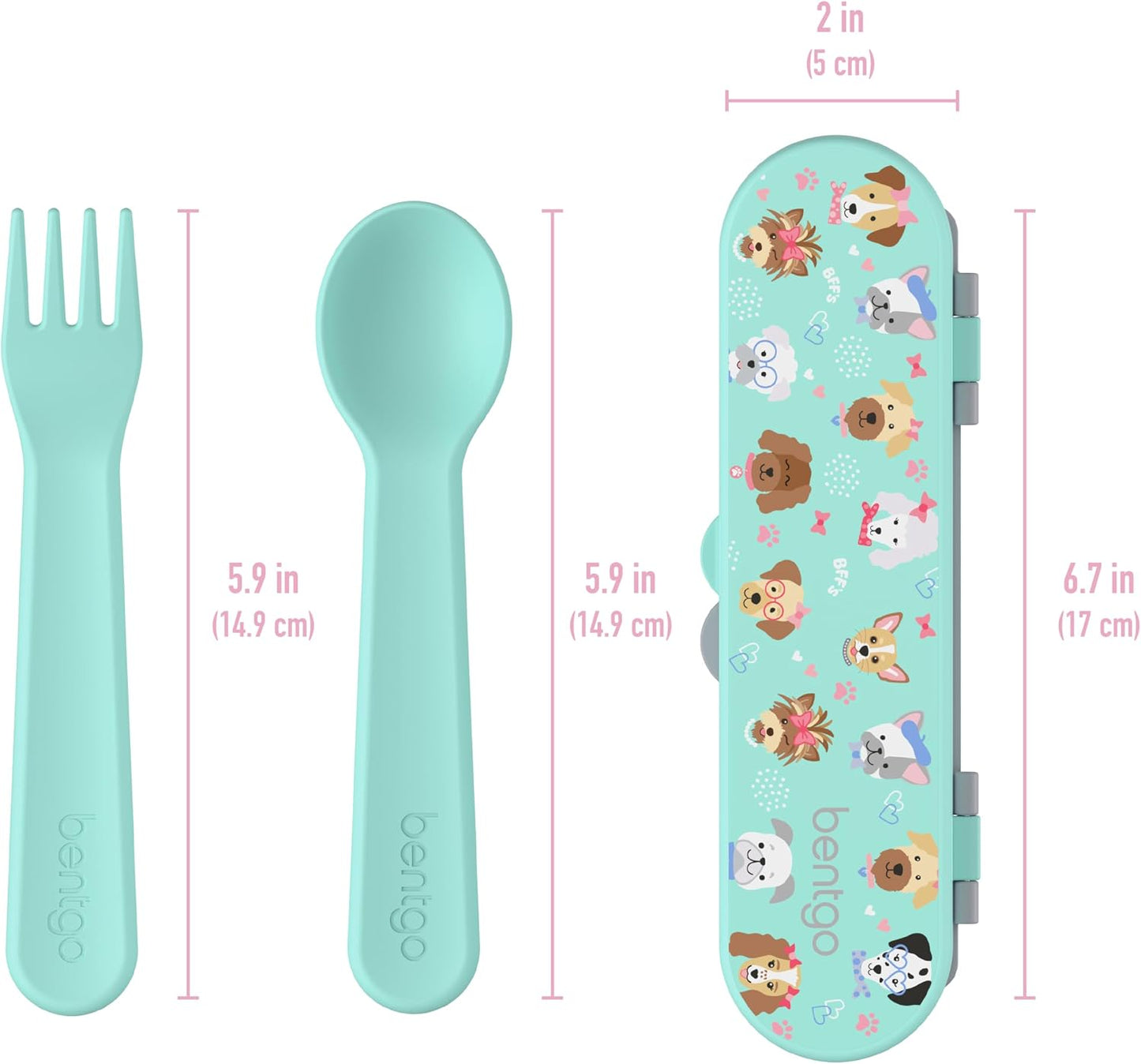 Bentgo Kids Utensil Set - Reusable Plastic Fork, Spoon & Storage Case - BPA-Free Materials, Easy-Grip Handles, Dishwasher Safe - Ideal for School Lunch, Travel, & Outdoors (Shark)