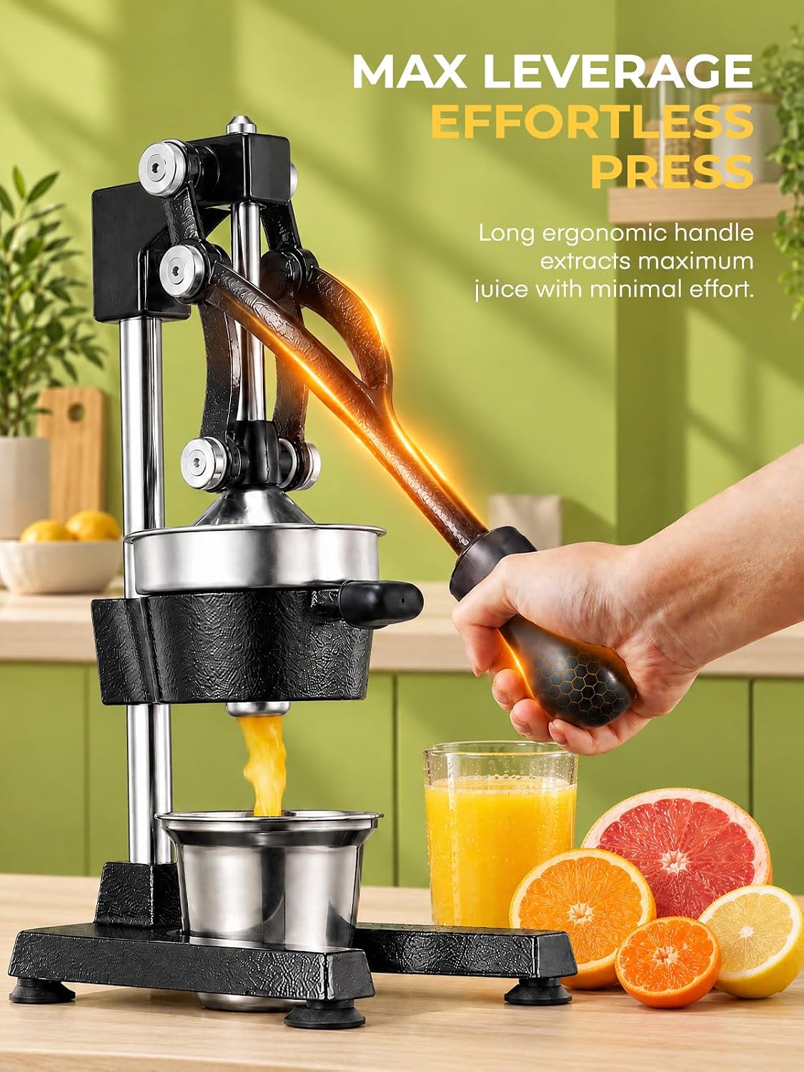FOHERE Cast Iron Juicer Hand Press, Heavy Duty Citrus Orange Squeezer