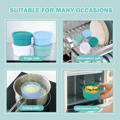 Finorder 6 Pack 3.5 oz Silicone Food Storage Containers Leak Proof Food Snack Storage Cubes,Reusable Small Containers with Lids Freezer Dishwasher Safe Lunch Box for Picnic, Gym, Work