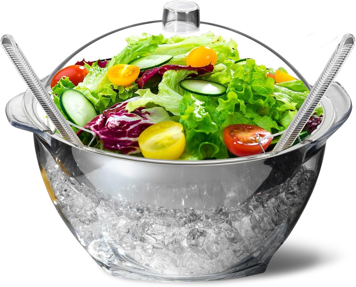 INNOVATIVE LIFE High-end Veggie Fruit Tray with Lid, Ice Chilled Vegetable Serving Platter with Ice Tray on Bottom, Perfect for Entertaining, Parties and Buffet, Clear
